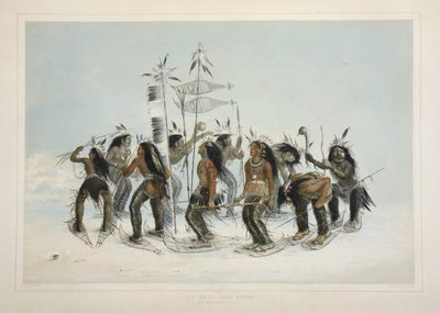 De Sneeuwschoendans, uit Catlins North American Indian Portfolio. Hunting Scenes and Amusements of the Rocky Mountains and Prairies of America, pub. 1845 door George Catlin